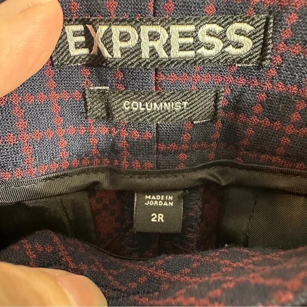 Express "Columnist" Navy/Plum Diamond Pattern Pan… - image 4